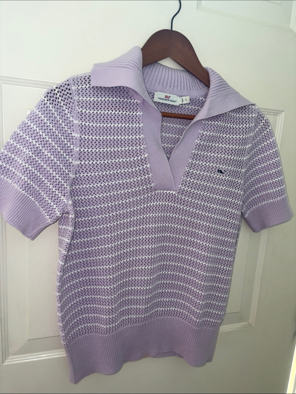 Vineyard Vines  Open-Stitch Short-Sleeve Polo Sweater